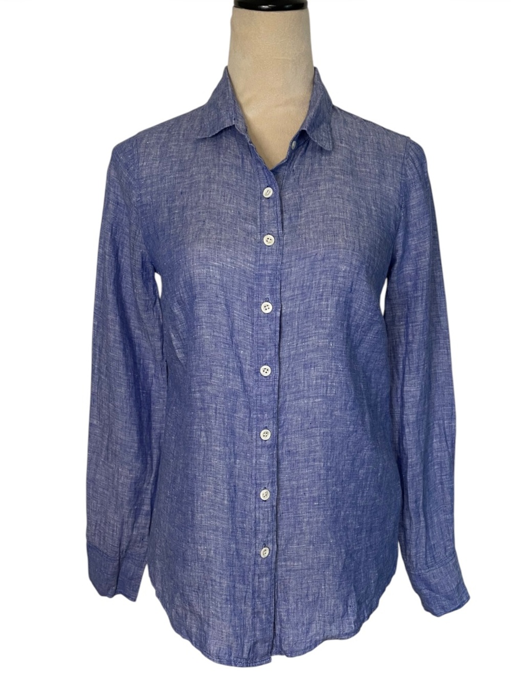 J. CREW ‘PERFECT SHIRT’ IN BLUE CROSSHATCH LINEN